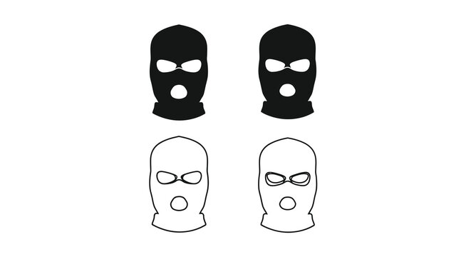 Ski mask silhouettes in black and white a graphic representation silhouette