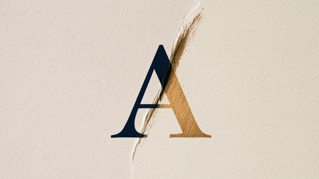 Split Monogram Letter A: Dual-Tone Design on Textured Paper
