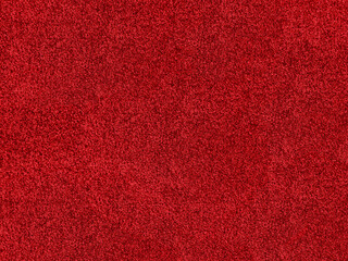 Red, Detailed textile carpet texture background showing woven plush fabric fibers pattern structure for interior design backdrop material © Ian