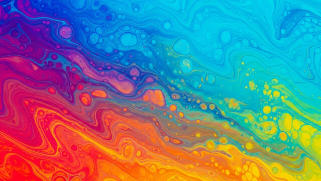 Abstract colorful fluid art background with swirling paint texture for creative artistic design and vibrant liquid pattern