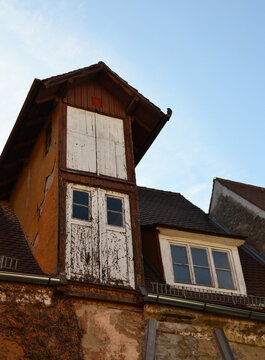 Historical Dormer Windows on Siebend&auml;cherhaus Seven-Roofs House in Memmingen