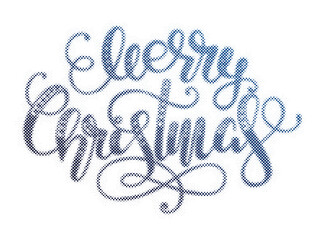Merry Christmas blue cursive hand lettering typography with a halftone dot texture effect isolated on a transparent background transparent background © AbstractZone