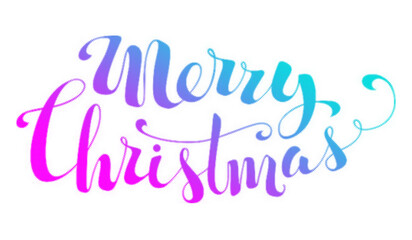 Merry Christmas colorful gradient lettering design for holiday greeting card decoration transparent background © AbstractZone