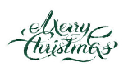 Merry Christmas festive greeting card lettering with halftone dot texture effect transparent background © AbstractZone