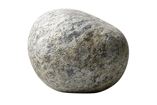 A smooth, rounded granite river stone isolated on transparent background
