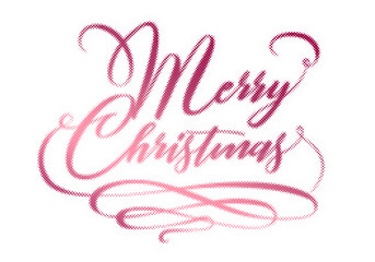 Merry Christmas festive handlettering typography design with pink halftone dot texture transparent background © AbstractZone