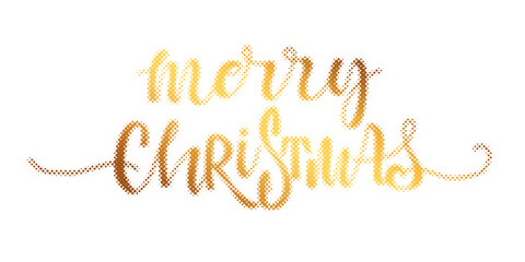 Merry Christmas gold halftone typography lettering isolated on white background for holiday design transparent background © AbstractZone