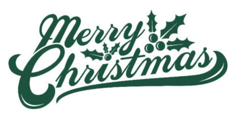 Merry Christmas green festive typography design element with holly leaves on white background transparent background © AbstractZone