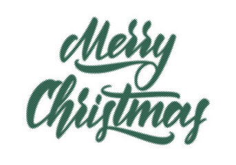 Merry Christmas green textured halftone hand lettering typography design element transparent background © AbstractZone