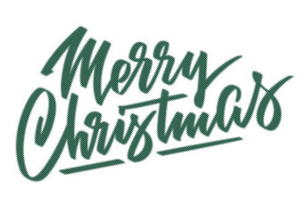 Merry Christmas green textured hand lettering calligraphy typography isolated on white transparent background © AbstractZone