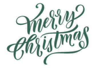 Merry Christmas green textured handlettering typography design on isolated background transparent background © AbstractZone