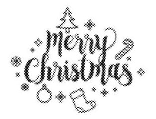 Merry Christmas halftone typography design with seasonal elements like tree and stocking transparent background © AbstractZone