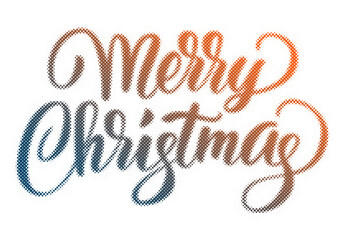 Merry Christmas hand lettering typography with a colorful halftone gradient effect transparent background © AbstractZone
