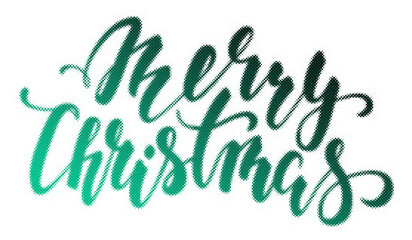 Merry Christmas handlettered festive holiday text with a modern green halftone gradient effect for seasonal greeting cards transparent background © AbstractZone