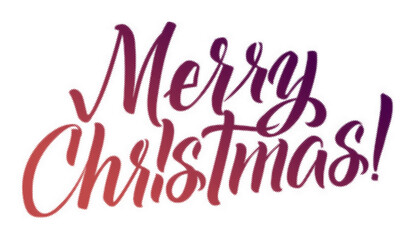 Merry Christmas handlettering typography design with a beautiful red to purple gradient isolated on white background transparent background © AbstractZone