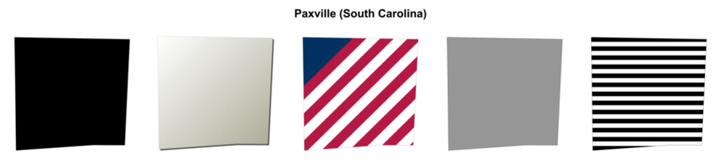 Fototapeta premium Paxville (South Carolina) blank outline map set