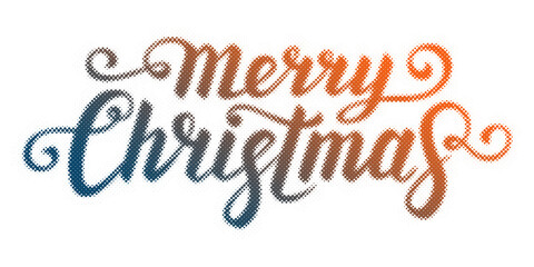 Merry Christmas typography design with halftone dot pattern and colorful gradient effect transparent background © AbstractZone