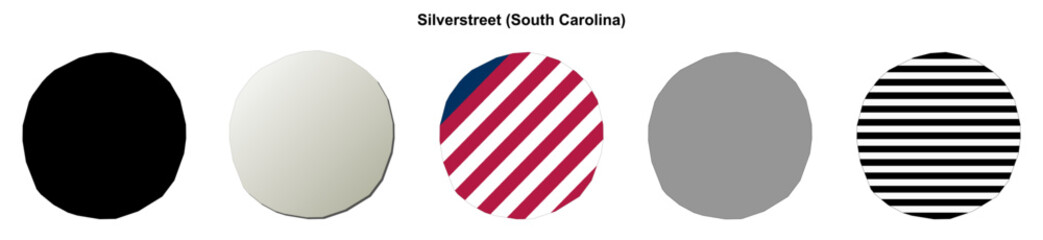 Fototapeta premium Silverstreet (South Carolina) blank outline map set