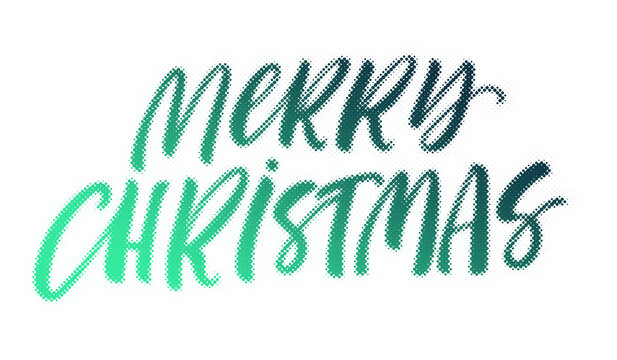 Merry Christmas typography design with a trendy halftone dot pattern texture transparent background