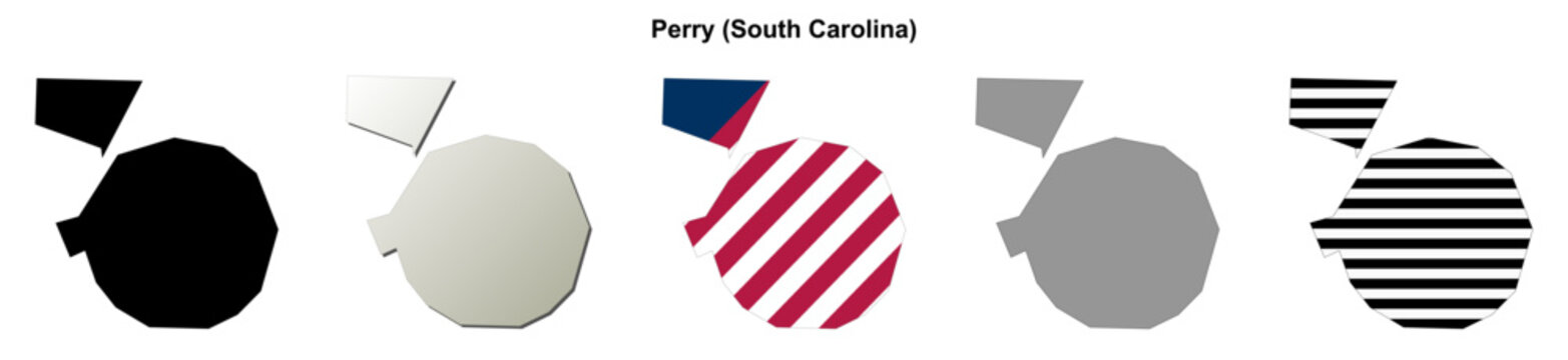 Perry (South Carolina) blank outline map set