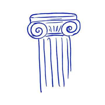 Ancient Greek Ionic Column Doodle Illustration for Classical Architecture and Greece Designs