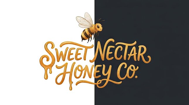 Honey bee mascot with script typography.