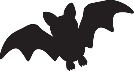 Fototapeta premium Flying bat vector black silhouette illustration isolated on white background, scary vampire and Halloween spooky symbol