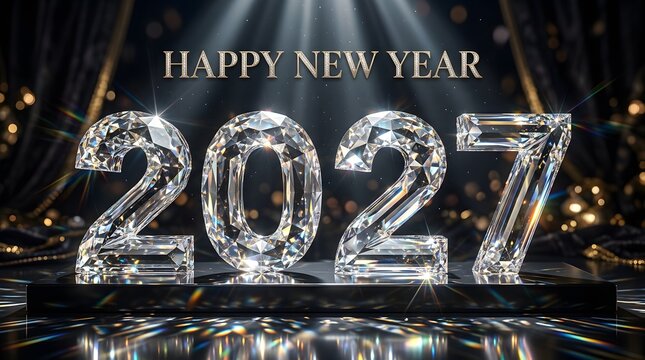 Sparkling crystal numbers two thousand twenty seven new year