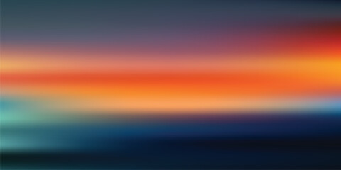 Fototapeta premium Abstract background, with soft horizontal, motion blur, featuring, gradients of dark, blue, vibrant orange, and light teal, light streaks across