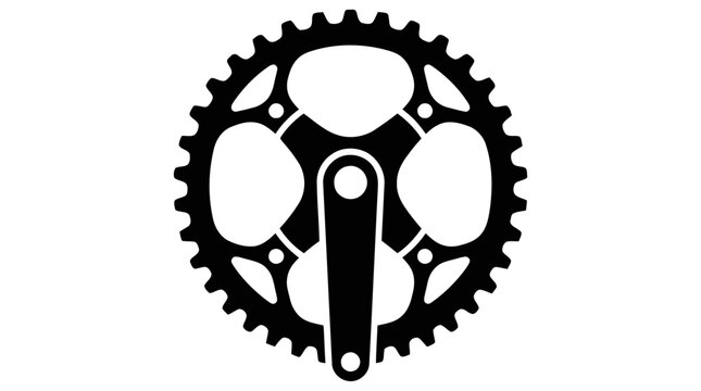 Vector illustration of bicycle crankset gear icon on a transparent background