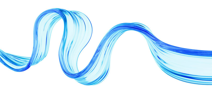 Liquid glass transparent wave ribbon Fluid flow curve shape - 3d illustration