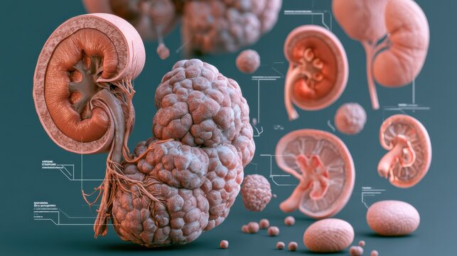 The effects of cortisol excess in Cushing syndrome. It highlights adrenal hyperplasia in the endocrine system and labels each part.