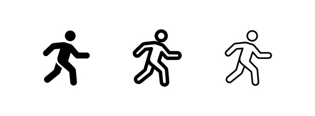 Fototapeta premium Running person icon set, solid, outline, and line art