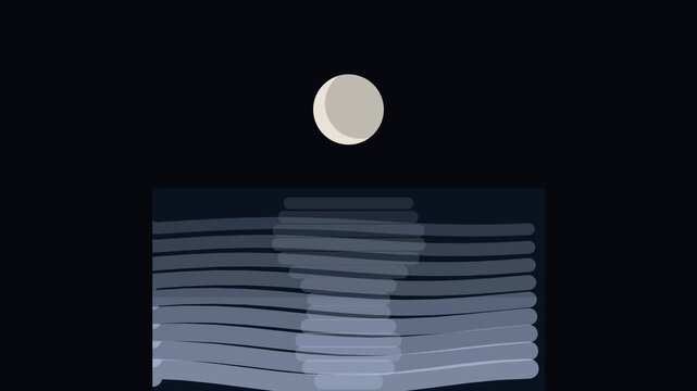 Minimalist moon reflection graphic with sky