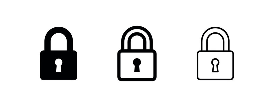 Padlock Icon Set - Vector Illustration of Security, Protection and Privacy Symbols