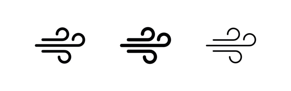 Wind or Air Flow Icon Set - Vector Illustration of Weather, Breeze and Atmospheric Movement