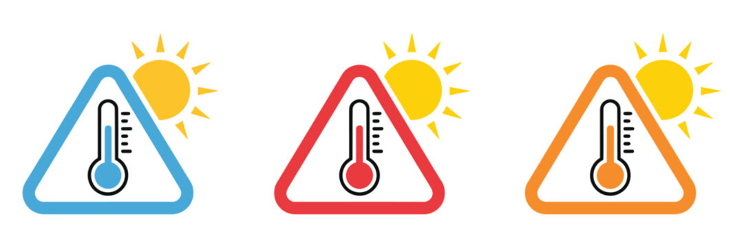 summer heat alert icon for thermometer warning extreme temperature and heat stroke prevention