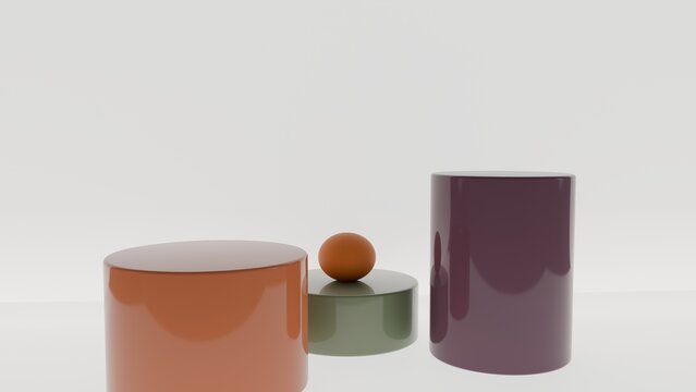 Square composition of glossy 3D geometric shapes The Concept of harmony and balance