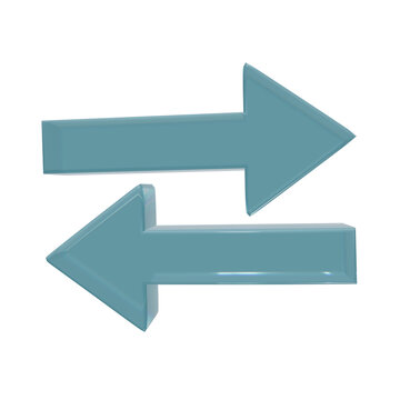 3D Blue Opposing Arrows Isolated on Transparent Background for UI Design Concept