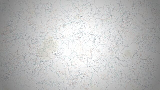 Abstract background, with tangled thin, grey lines forming, a chaotic web, pattern on a, light white surface, with a soft, vignette for