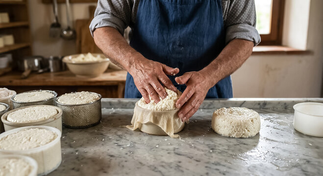 Manos amasando pan artesanal cubiertas de harina