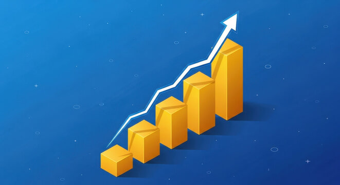 Isometric Growth Chart Upward Arrow Business Success Growing Graph Economic Progress Achievement and Increase Investment Return on Investment