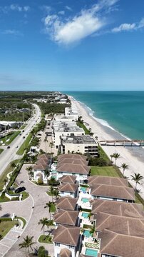 Homes and apartments along A1A at Vero Beach on a sunny day in Vero Beach in Indian River County, Florida.