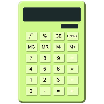 Green calculator icon, vector mathematics and finance calculation symbol graphic element isolated on white background
