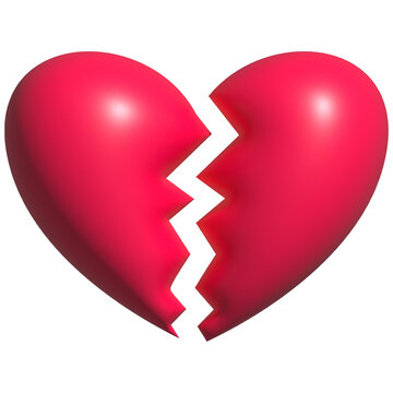 3D Broken Heart Icon Isolated on White Background
