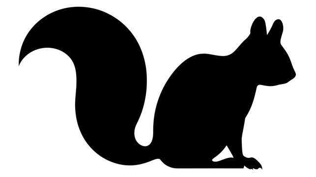 Isolated black silhouette of a squirrel with text S (770) in a clean graphic design.