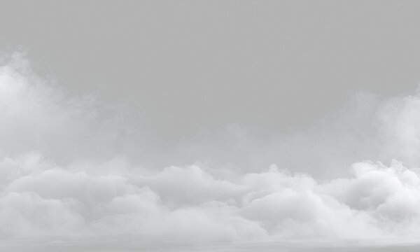 Dense fog spreads low across a dark surface in thick, rolling layers. The mist exhibits soft, billowing shapes with varying opacities and wisps. This atmospheric scene is ideal for moody.