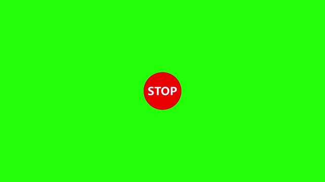 Warning, stop or no entry forbidden red circle and line symbol icon animation.