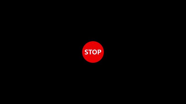 Warning, stop or alert sign animation. traffic sign line symbol icon video on white background.
