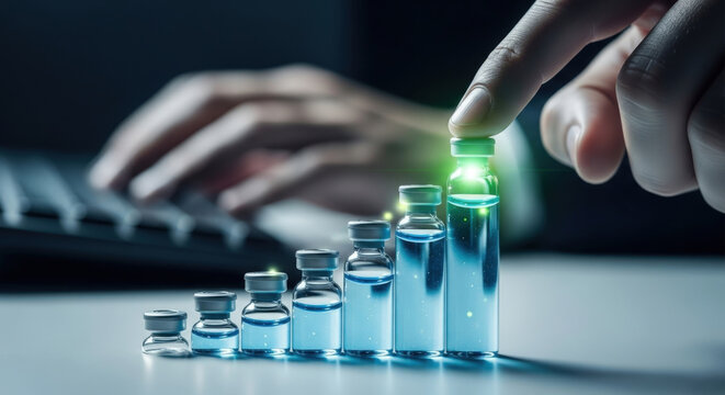 Medical Progress With Increasing Vials Growing Pharmaceutical Research Success Rate Healthcare Innovation Development Growth